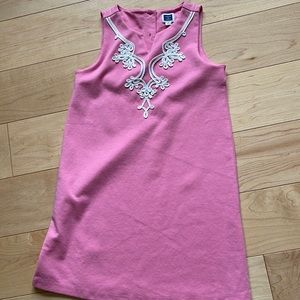 Janie and Jack pink dress with white piping embroidery